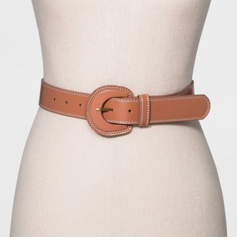 Universal Thread Women's Covered Buckle Thick Belt - Beige‎